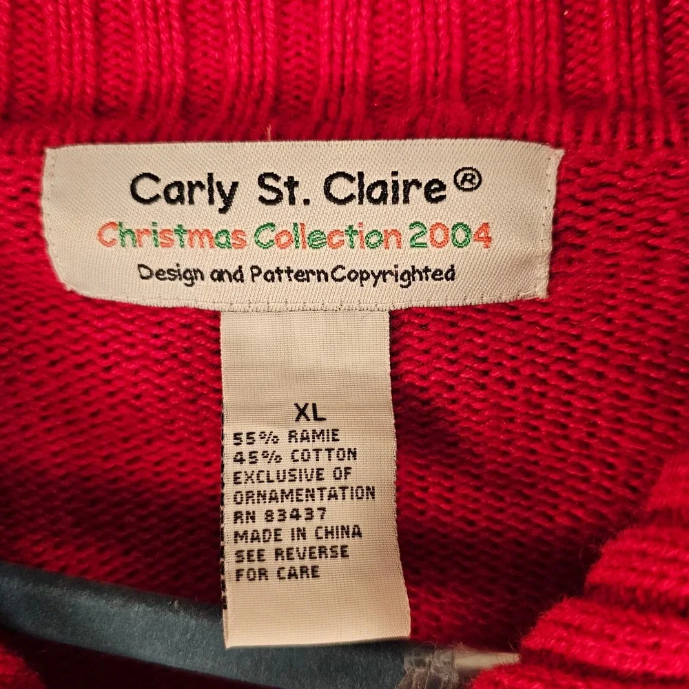Vintage‎ Carly St Claire 2004 Christmas Collection Full Zip Cardigan Sweater XL